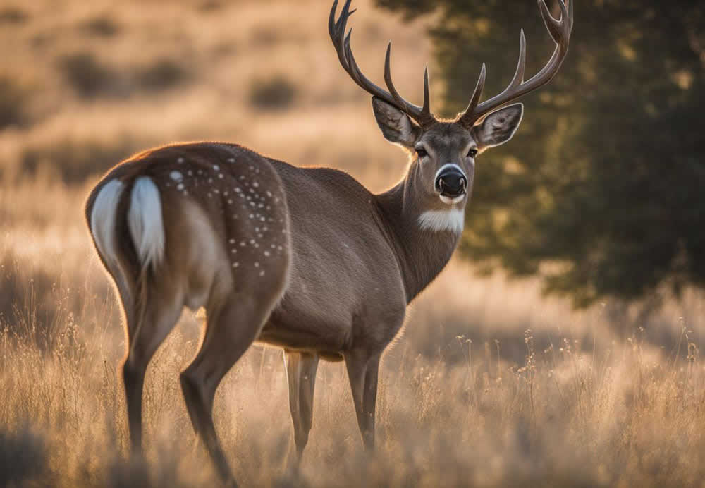 A deer standing in a field